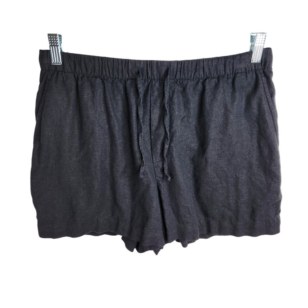 Gap Women's Mid‎ Rise Linen Blend 4" Shorts Size Medium Black Pull On Drawstring